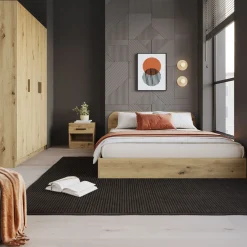 Garnero Arredamenti Camerette In Legno-Cameretta completa alla francese con armadio e comodino Carrisi Rovere Rustico