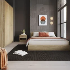 Garnero Arredamenti Camerette In Legno-Cameretta completa alla francese con armadio e comodino sonoma Carrisi Rovere