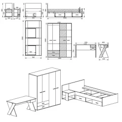 Garnero Arredamenti Camerette Colorate|Camerette In Legno-Cameretta completa bambini 1 letto singolo rovere bianco Francesco Gihome®
