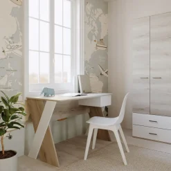 Garnero Arredamenti Camerette Colorate|Camerette In Legno-Cameretta completa bambini 1 letto singolo rovere bianco Francesco Gihome®