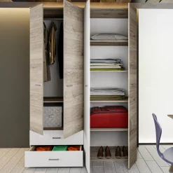 Garnero Arredamenti Camerette Colorate|Camerette In Legno-Cameretta completa bambini 1 letto singolo rovere bianco Francesco Gihome®