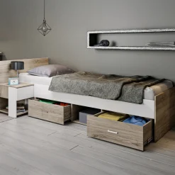 Garnero Arredamenti Camerette Colorate|Camerette In Legno-Cameretta completa bambini 1 letto singolo rovere bianco Francesco Gihome®