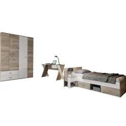 Garnero Arredamenti Camerette Colorate|Camerette In Legno-Cameretta completa bambini 1 letto singolo rovere bianco Francesco Gihome®