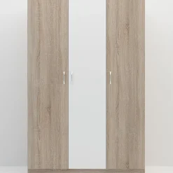 Garnero Arredamenti Camerette In Legno-Cameretta completa con letto una piazza e mezza, comò e armadio 3 ante rovere bianco Cesare Bianco Lucido - Rovere