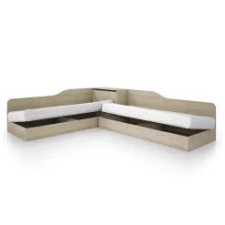 Garnero Arredamenti Camerette Colorate|Camerette In Legno-Cameretta completa per bambini 2 letti singoli rovere blu petrolio Tommy