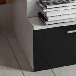 Garnero Arredamenti Camerette Colorate|Camerette A Ponte-Cameretta con soppalco 2 letti singoli bianca nera Enrico Gihome® Bianco Lucido - Nero Lucido