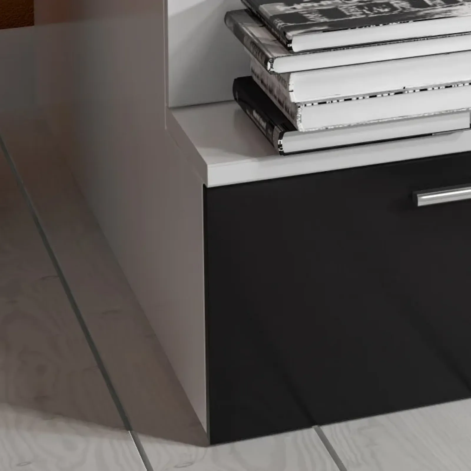 Garnero Arredamenti Camerette Colorate|Camerette A Ponte-Cameretta con soppalco 2 letti singoli bianca nera Enrico Gihome® Bianco Lucido - Nero Lucido