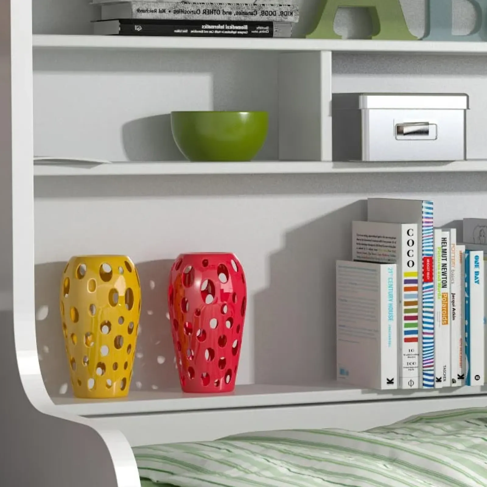 Garnero Arredamenti Camerette Colorate|Camerette A Ponte-Cameretta con soppalco 2 letti singoli bianca nera Enrico Gihome® Bianco Lucido - Nero Lucido