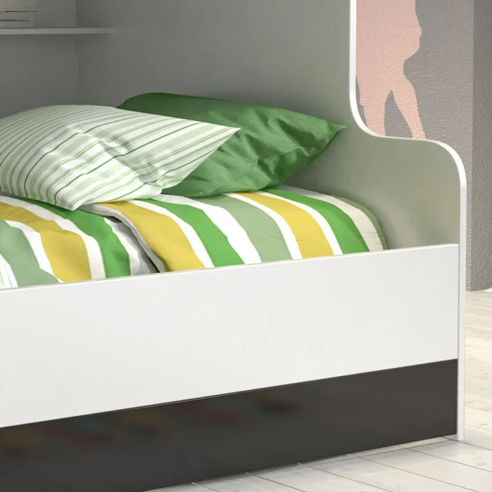 Garnero Arredamenti Camerette Colorate|Camerette A Ponte-Cameretta con soppalco 2 letti singoli bianca nera Enrico Gihome® Bianco Lucido - Nero Lucido