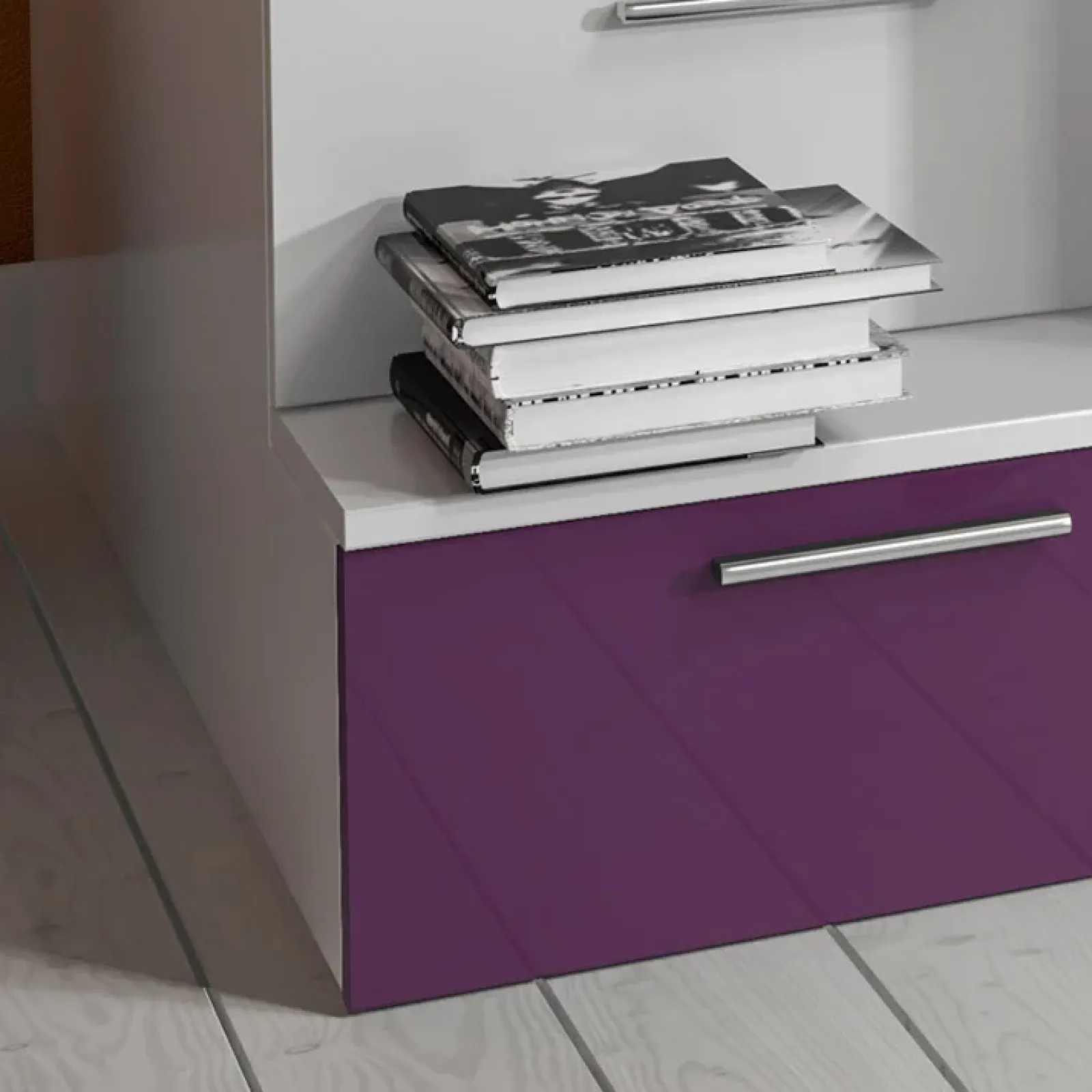 Garnero Arredamenti Camerette Colorate|Camerette A Ponte-Cameretta con soppalco 2 letti singoli bianca viola Enrico Gihome® Bianco Lucido - Viola