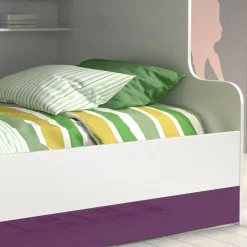 Garnero Arredamenti Camerette Colorate|Camerette A Ponte-Cameretta con soppalco 2 letti singoli bianca viola Enrico Gihome® Bianco Lucido - Viola
