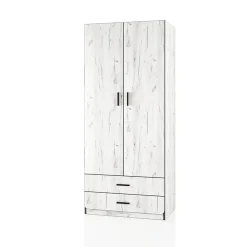 Garnero Arredamenti Camerette Colorate-Cameretta per bambini 1 letto singolo contenitore bianco rustico turchese Zadar Bianco Frassinato - Azzurro