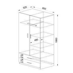 Garnero Arredamenti Camerette Colorate-Cameretta per bambini 1 letto singolo contenitore bianco rustico turchese Zadar Bianco Frassinato - Azzurro