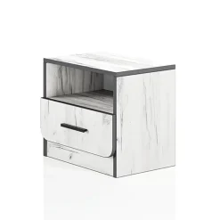 Garnero Arredamenti Camerette Colorate-Cameretta per bambini 1 letto singolo contenitore bianco rustico turchese Zadar Bianco Frassinato - Azzurro