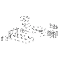 Garnero Arredamenti Camerette Colorate-Cameretta per bambini 1 letto singolo contenitore bianco rustico verde Zadar Bianco Frassinato - Verde