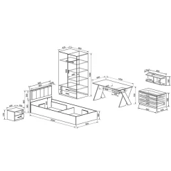 Garnero Arredamenti Camerette Colorate-Cameretta per bambini 1 letto singolo contenitore bianco rustico grigio Zadar Bianco Frassinato - Grigio