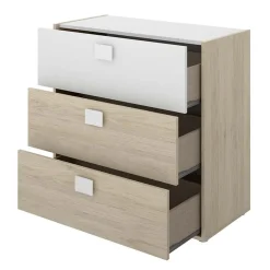 Garnero Arredamenti Camerette In Legno-Cameretta per bambini completa 2 letti singoli rovere bianco Cairo