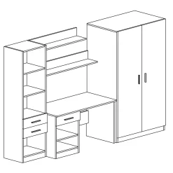Garnero Arredamenti Camerette Colorate|Camerette In Legno-Cameretta per bambini completa 1 letto con cassettoni rovere grigio Kabala