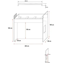 Garnero Arredamenti Camerette A Ponte-Cameretta 324x86cm 2 letti singoli completa bianco Diego Gihome® Bianco Lucido