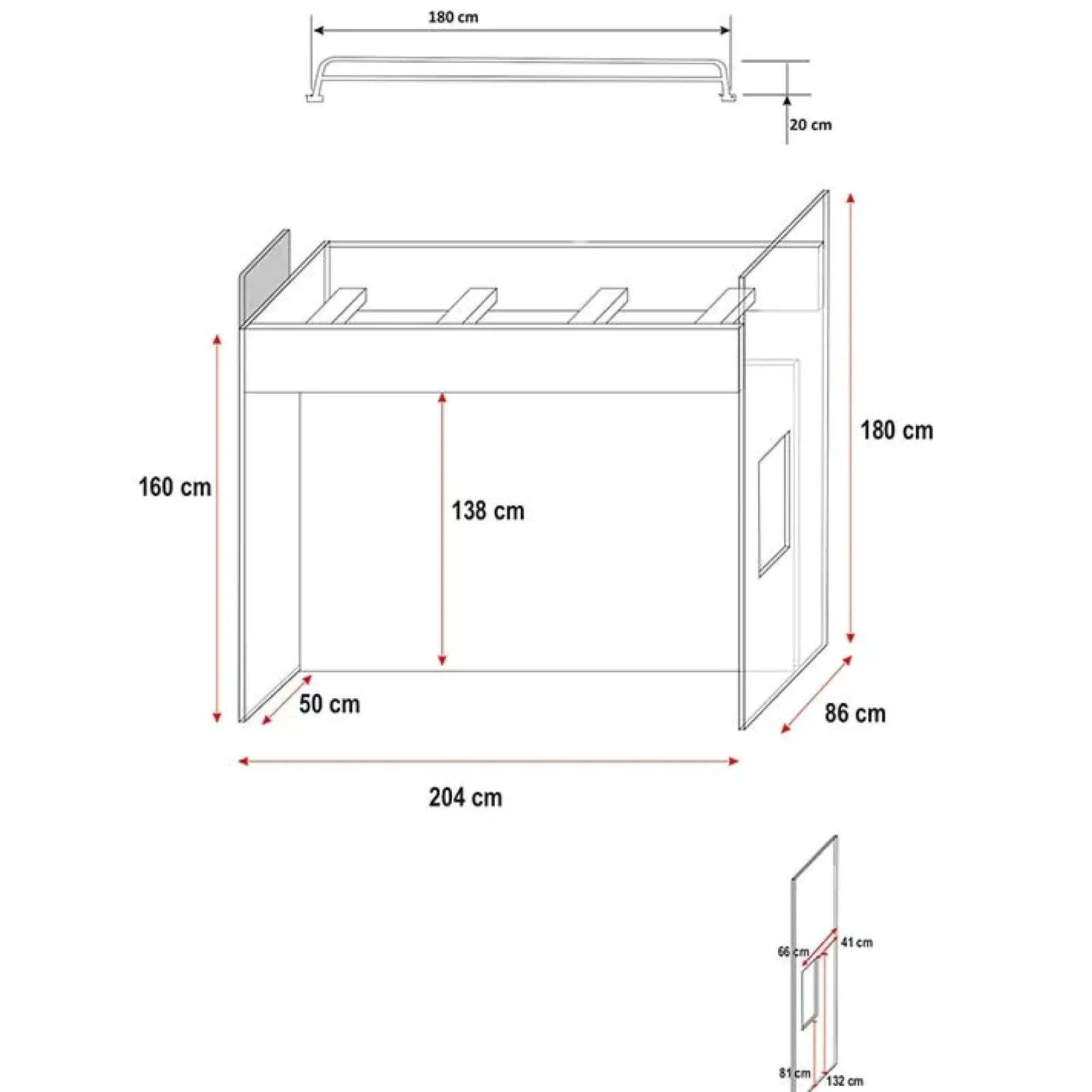 Garnero Arredamenti Camerette A Ponte-Cameretta 324x86cm 2 letti singoli completa bianco Diego Gihome® Bianco Lucido
