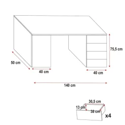 Garnero Arredamenti Camerette A Ponte-Cameretta 254x120cm 1 letto soppalco bianco grigio lucido Simone Gihome® Bianco Lucido - Grigio
