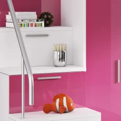 Garnero Arredamenti Camerette A Ponte-Cameretta 254x120cm 1 letto soppalco bambini bianco rosa lucido Simone Gihome® Bianco Lucido - Rosa