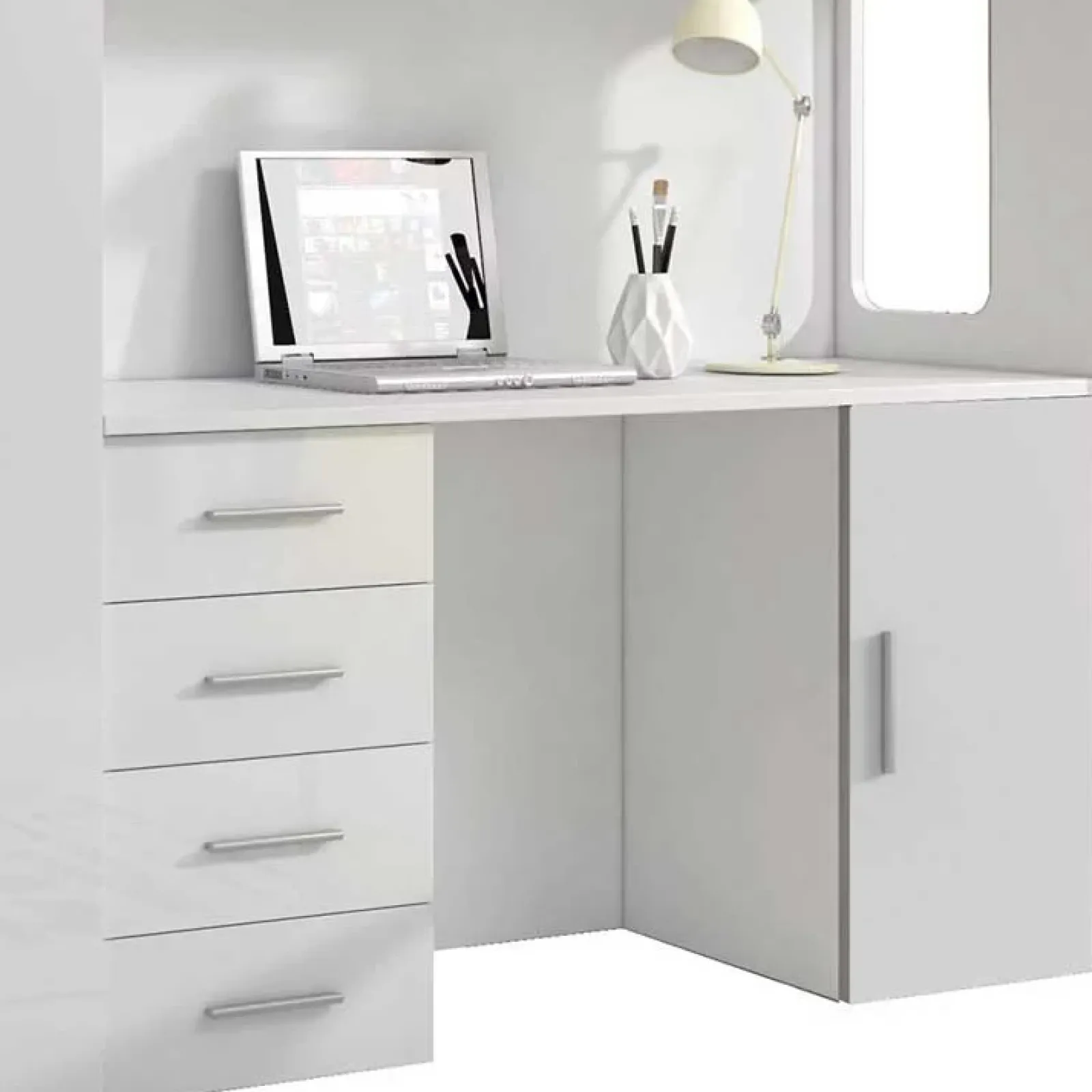 Garnero Arredamenti Camerette A Ponte-Cameretta 254x120cm 1 letto soppalco Simone Gihome® Bianco Lucido