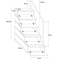 Garnero Arredamenti Camerette A Ponte-Cameretta 254x120cm 1 letto soppalco Simone Gihome® Bianco Lucido