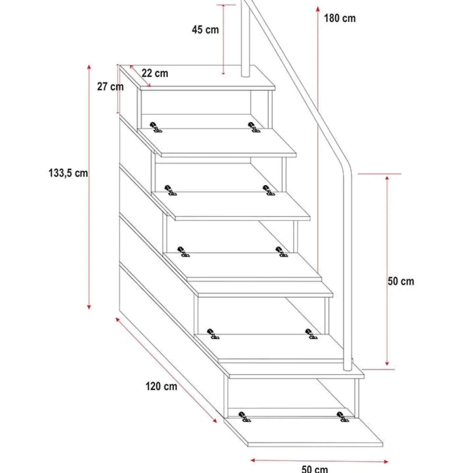 Garnero Arredamenti Camerette A Ponte-Cameretta 254x120cm 1 letto soppalco Simone Gihome® Bianco Lucido