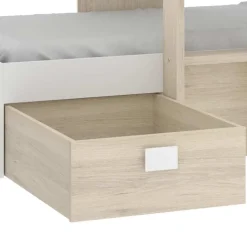 Garnero Arredamenti Camerette In Legno|Camerette A Ponte-Cameretta 255x112cm bambini 2 letti reversibile rovere bianco a soppalco Sole Bianco Opaco - Rovere