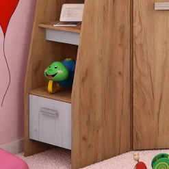 Garnero Arredamenti Camerette Colorate|Camerette In Legno-Cameretta 204x120cm bambini completa sinistra 1 letto singolo rovere miele bianco frassinato Dollie Gihome® Rovere Rustico - Bianco Frassinato