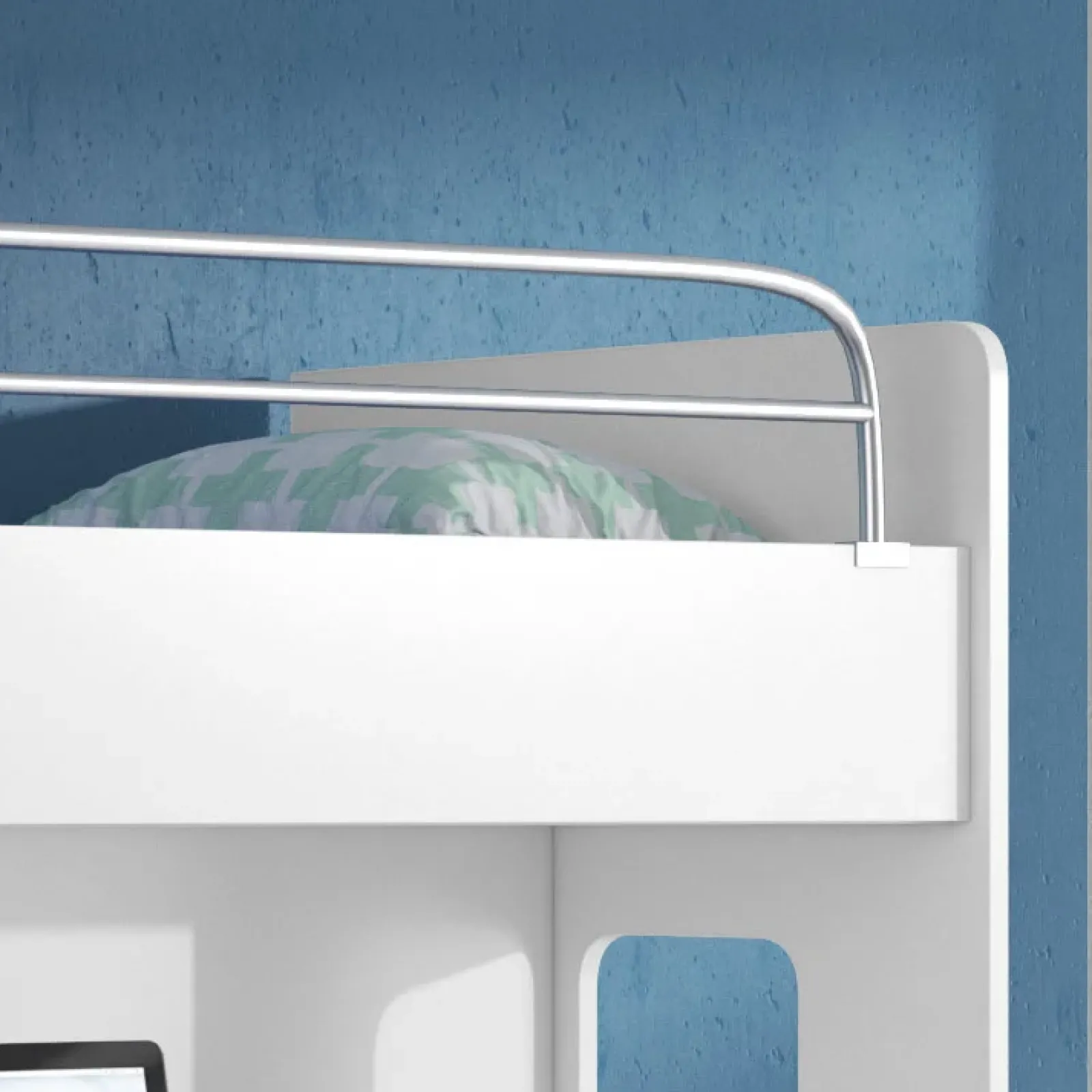 Garnero Arredamenti Camerette Colorate|Camerette A Ponte-Cameretta 324x86cm completa 2 letti singoli bianco grigio Diego Gihome® Bianco Lucido - Grigio