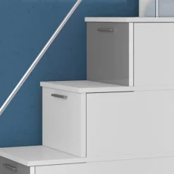 Garnero Arredamenti Camerette Colorate|Camerette A Ponte-Cameretta 324x86cm completa 2 letti singoli bianco grigio Diego Gihome® Bianco Lucido - Grigio