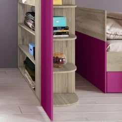Garnero Arredamenti Camerette Colorate-Cameretta 352x124cm con cabina armadio rovere fucsia Fabio Gihome® Fucsia - Rovere
