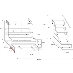Garnero Arredamenti Camerette Colorate-Cameretta 254x120cm con soppalco 2 letti singoli bianca Enrico Gihome® Bianco Lucido