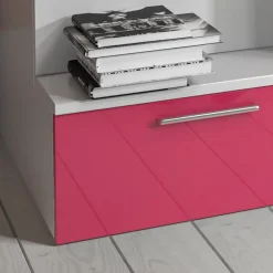 Garnero Arredamenti Camerette A Ponte-Cameretta 254x120cm con soppalco 2 letti singoli bianca rosa Enrico Gihome® Bianco Lucido - Rosa