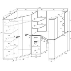 Garnero Arredamenti Camerette In Legno|Camerette A Ponte-Cameretta 204x120cm sinistra bambini completa 1 letto singolo bianco pino grafite Dollie Gihome® Grafite - Bianco Frassinato