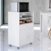 Garnero Arredamenti Scaffali E Dispense-Carrello da cucina 59x92h cm con ruote bianco opaco cemento Comer