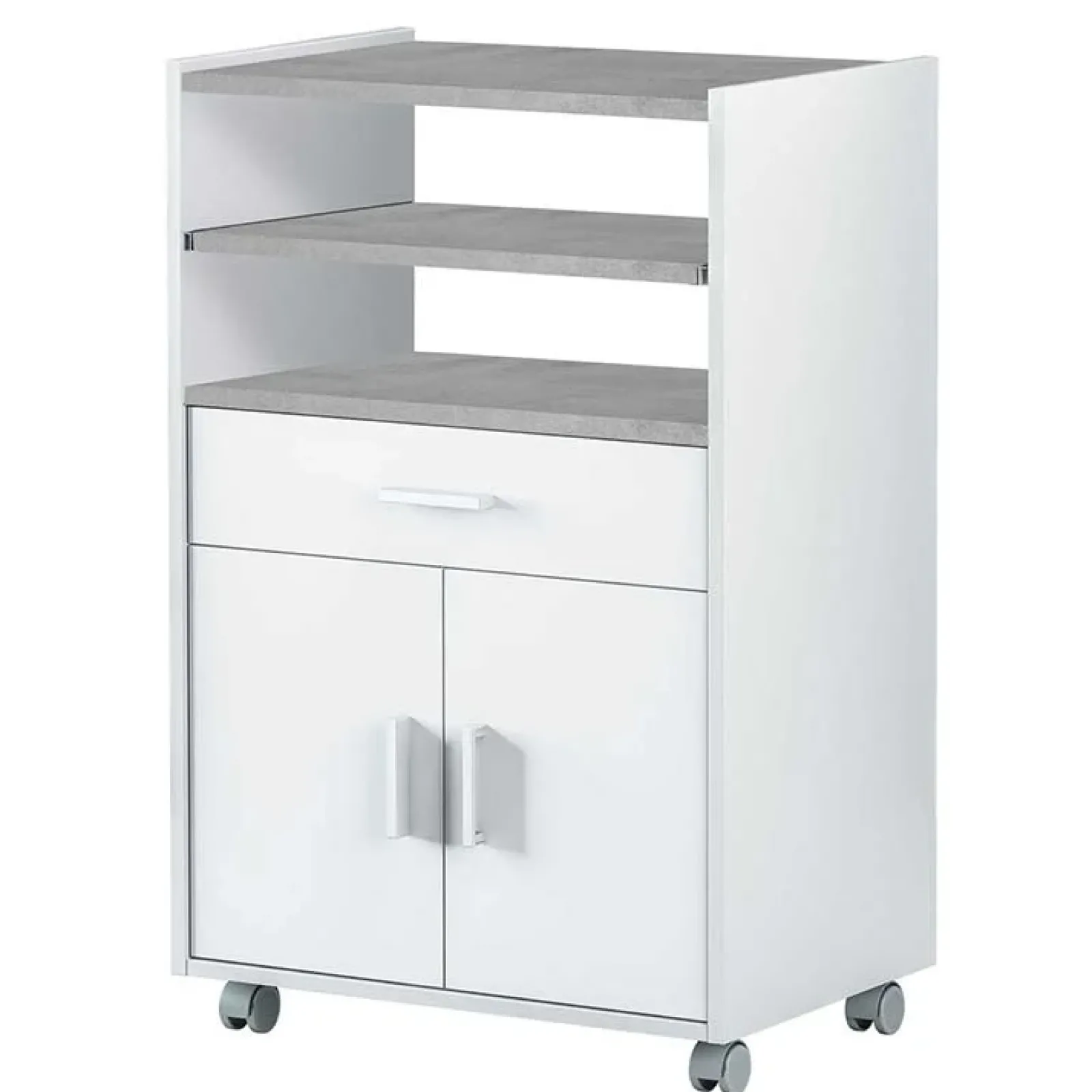 Garnero Arredamenti Scaffali E Dispense-Carrello da cucina 59x92h cm con ruote bianco opaco cemento Comer