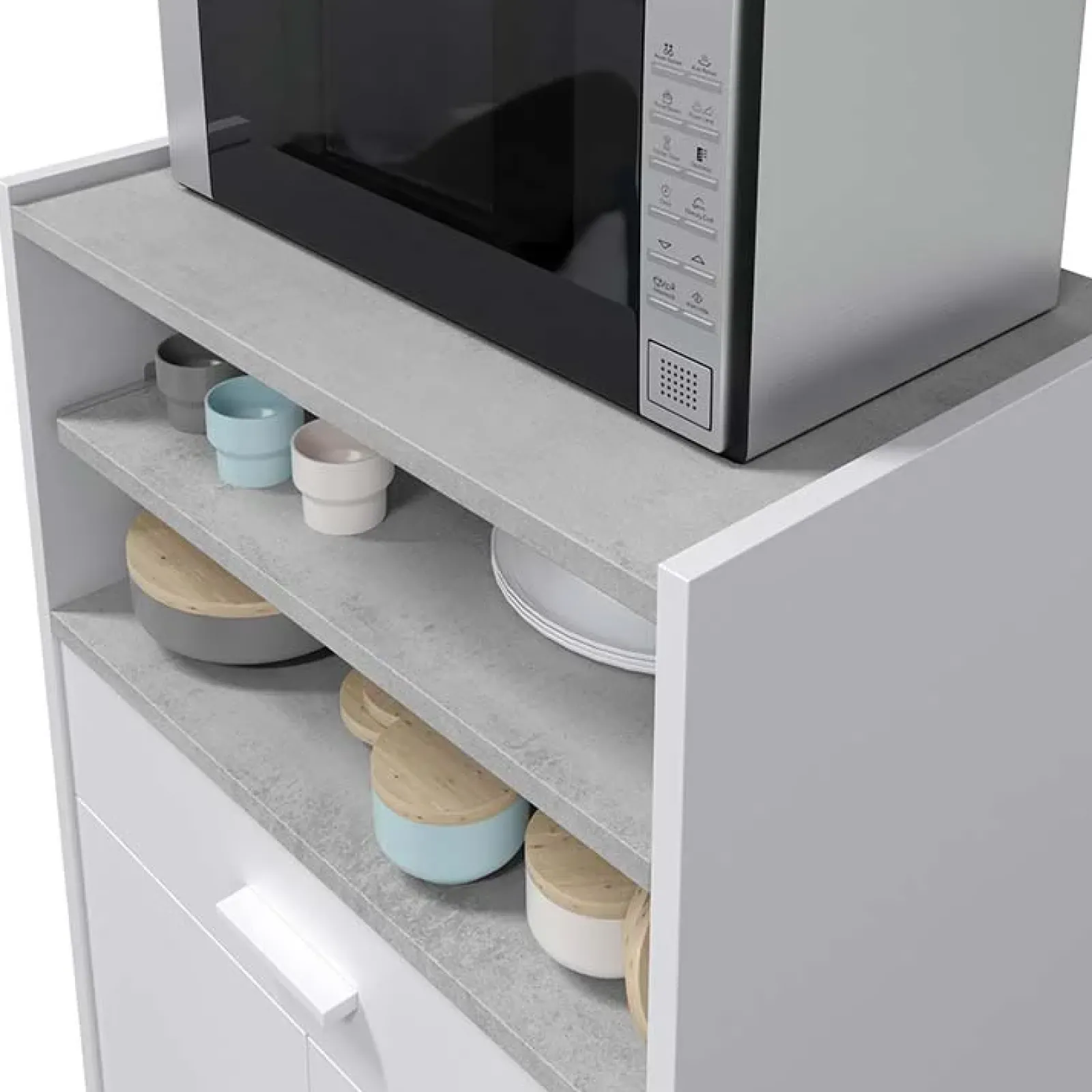 Garnero Arredamenti Scaffali E Dispense-Carrello da cucina 59x92h cm con ruote bianco opaco cemento Comer