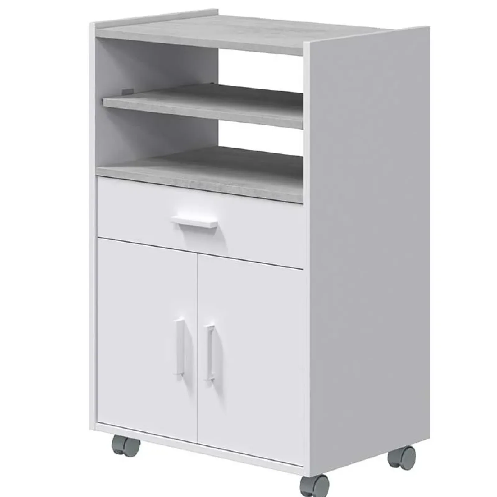 Garnero Arredamenti Scaffali E Dispense-Carrello da cucina 59x92h cm con ruote bianco opaco cemento Comer