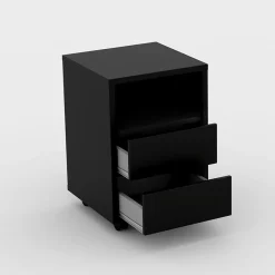 Garnero Arredamenti Cassettiere Ufficio|Cassettiera-Cassettiera ufficio 40x62h cm 2 cassetti nero Callum Nero Opaco