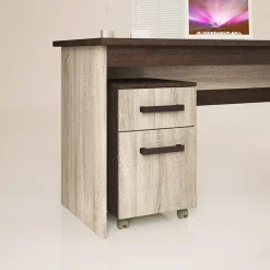 Garnero Arredamenti Cassettiere Ufficio|Cassettiera-Cassettiera ufficio 35x59h cm con ruote rovere wengé Time O Noce - Rovere