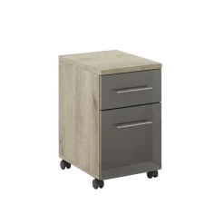 Garnero Arredamenti Cassettiere Ufficio|Cassettiera-Cassettiera ufficio 35x59h cm reversibile rovere antracite lucido Time O Antracite - Rovere