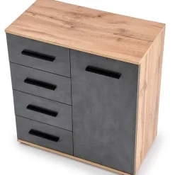 Garnero Arredamenti Cassettiere Ufficio|Cassettiera-Cassettiera 77x82h 4 cassetti 1 anta cm rovere grigio Viki Grigio - Rovere Rustico