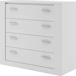 Garnero Arredamenti Cassettiera|Cassettiera-Cassettiera 100x90h 4 cassetti cm Ombra Bianco Opaco