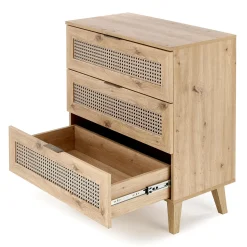 Garnero Arredamenti Cassettiera|Cassettiera-Cassettiera 80x85h cm 3 cassetti moderna rovere Sombra