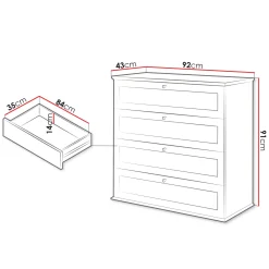 Garnero Arredamenti Cassettiera|Cassettiera-Cassettiera 92x91h cm 4 cassetti bianco rovere Relaxio