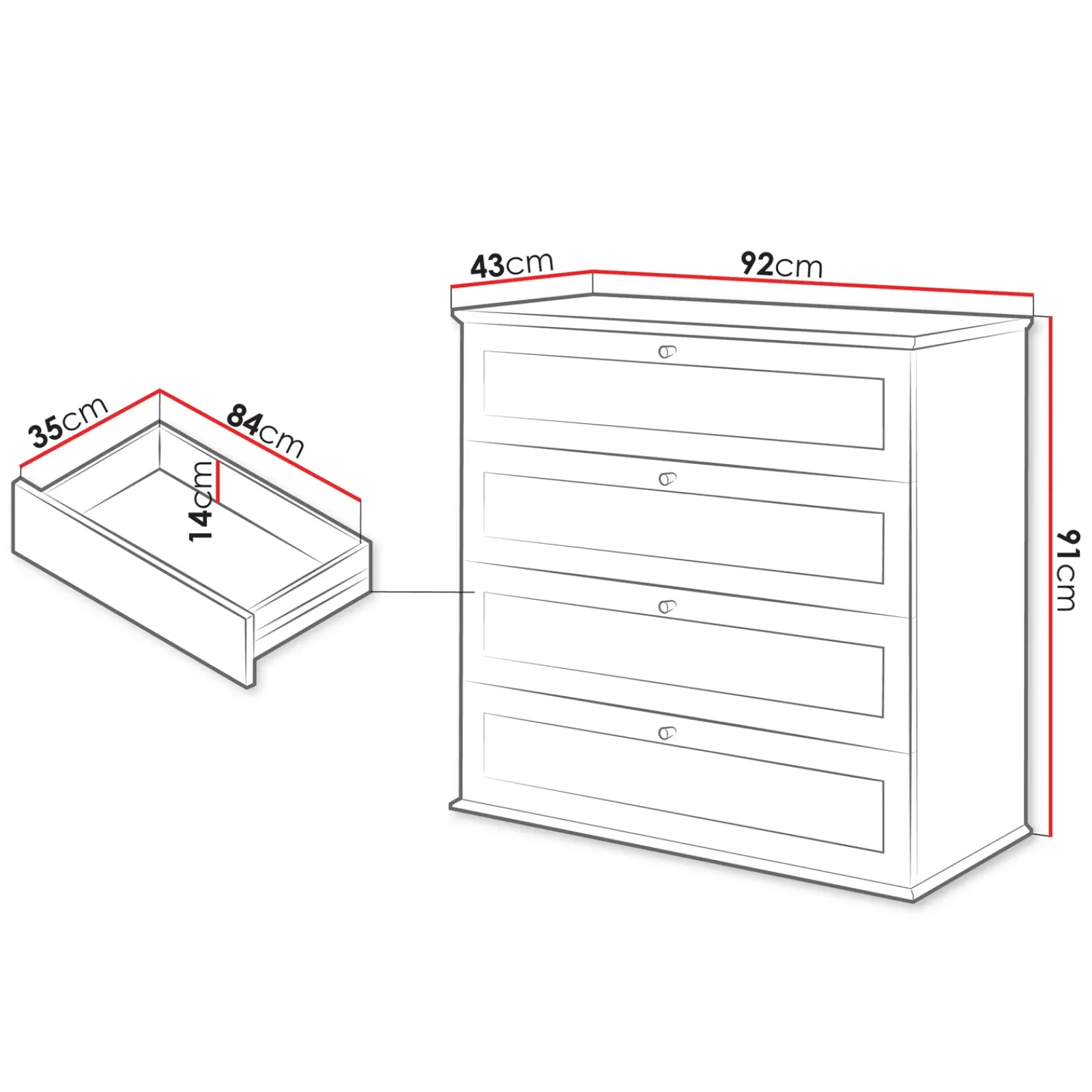 Garnero Arredamenti Cassettiera|Cassettiera-Cassettiera 92x91h cm 4 cassetti bianco rovere Relaxio