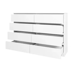 Garnero Arredamenti Comò|Comò-Cassettiera 139x100h cm 8 cassetti moderna bianco Rotterdam Bianco Opaco
